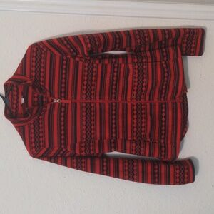 Merona Red and Black Patterned Zip-Up Jacket